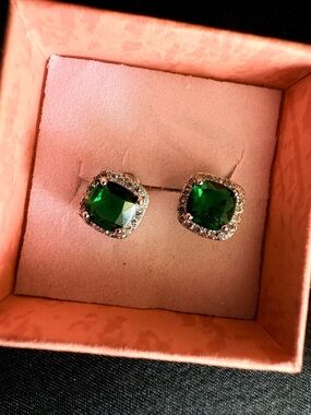 925 Sterling Silver Earrings AAA  Green Zircon
